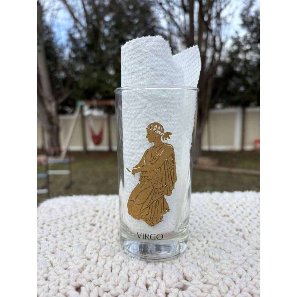 Vintage Virgo Zodiac Glass Tumbler Astrology Horoscope